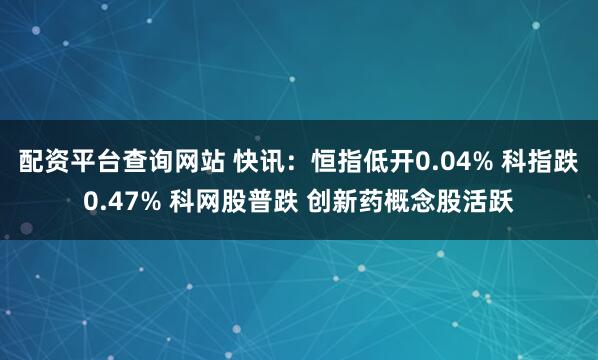 配资平台查询网站 快讯：恒指低开0.04% 科指跌0.47% 科网股普跌 创新药概念股活跃